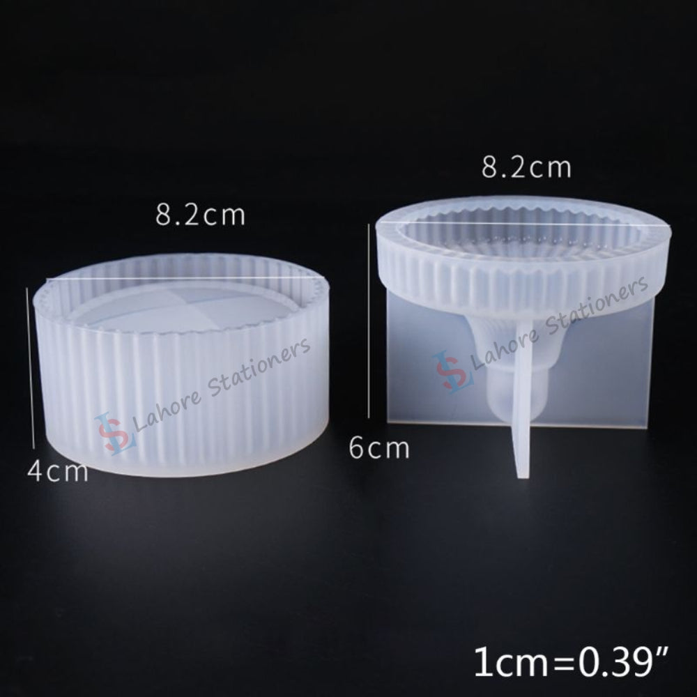 Fluted Round Shape Jar Storage Jewelry Box Silicone Mold for Epoxy Resin, Candle Making, Concrete & Plaster DIY Mould