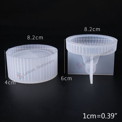 Fluted Round Shape Jar Storage Jewelry Box Silicone Mold for Epoxy Resin, Candle Making, Concrete & Plaster DIY Mould