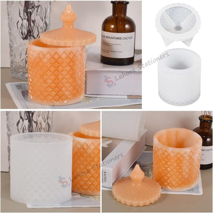 3D Crystal Style Jar Storage Jewelry Box Silicone Mold for Epoxy Resin, Candle Making, Concrete & Plaster DIY