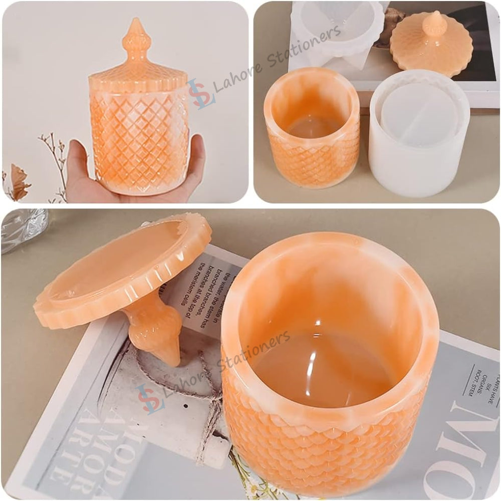 3D Crystal Style Jar Storage Jewelry Box Silicone Mold for Epoxy Resin, Candle Making, Concrete & Plaster DIY
