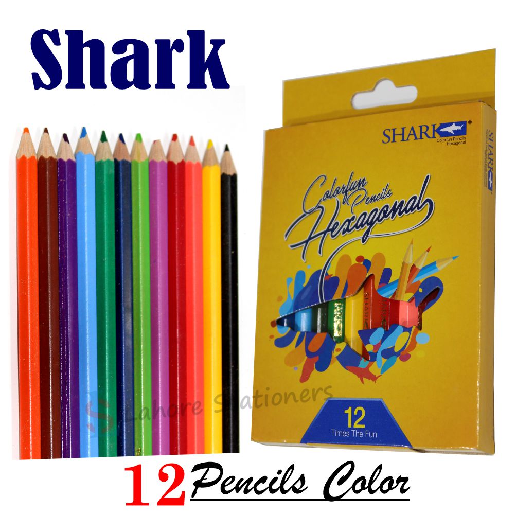 Shark Hexagonal Half Size 12 Colour Pencils