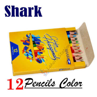 Shark Hexagonal Half Size 12 Colour Pencils