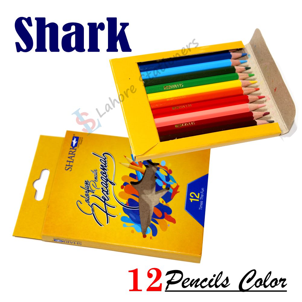 Shark Hexagonal Half Size 12 Colour Pencils