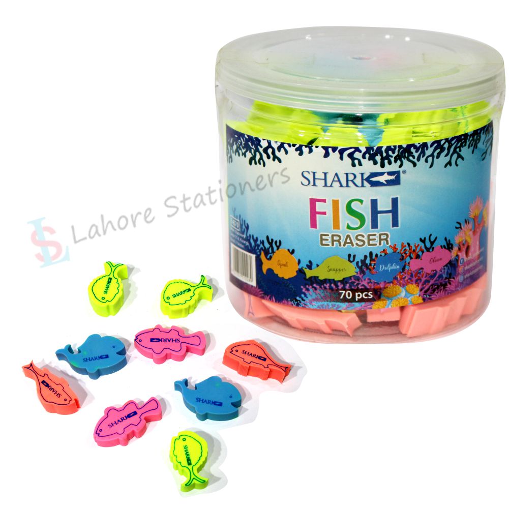 Shark Fish Eraser Jar 70 Pcs Premium Quality