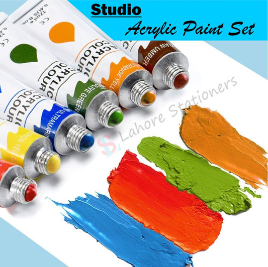 Studio Acrylic Paint Tube Set of 12 Colors 15ml