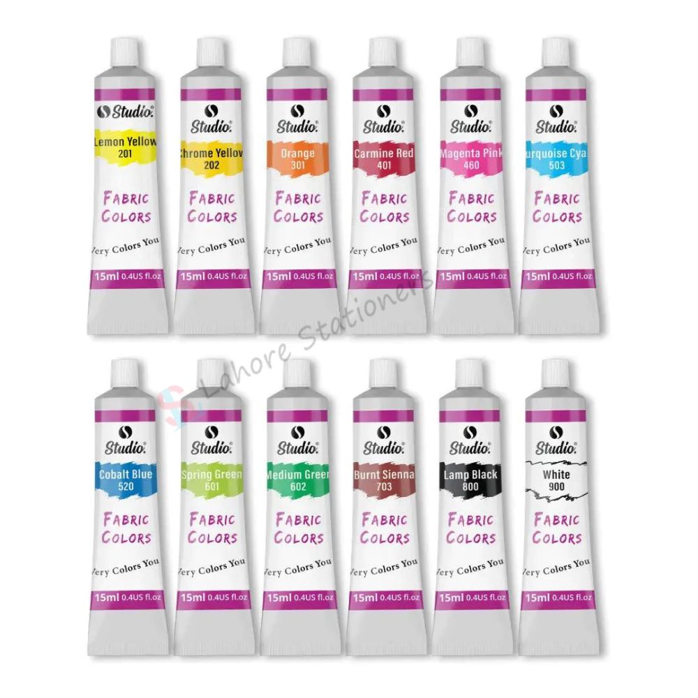 Color Tubqu Fabric Paint Colors Tube Set 12 Color 15ml β Lahore Stationers
