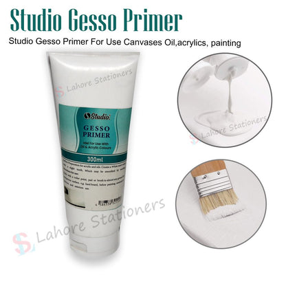 Studio Gesso Primer Tube 300ml For Use Canvases Oil Acrylics Painting