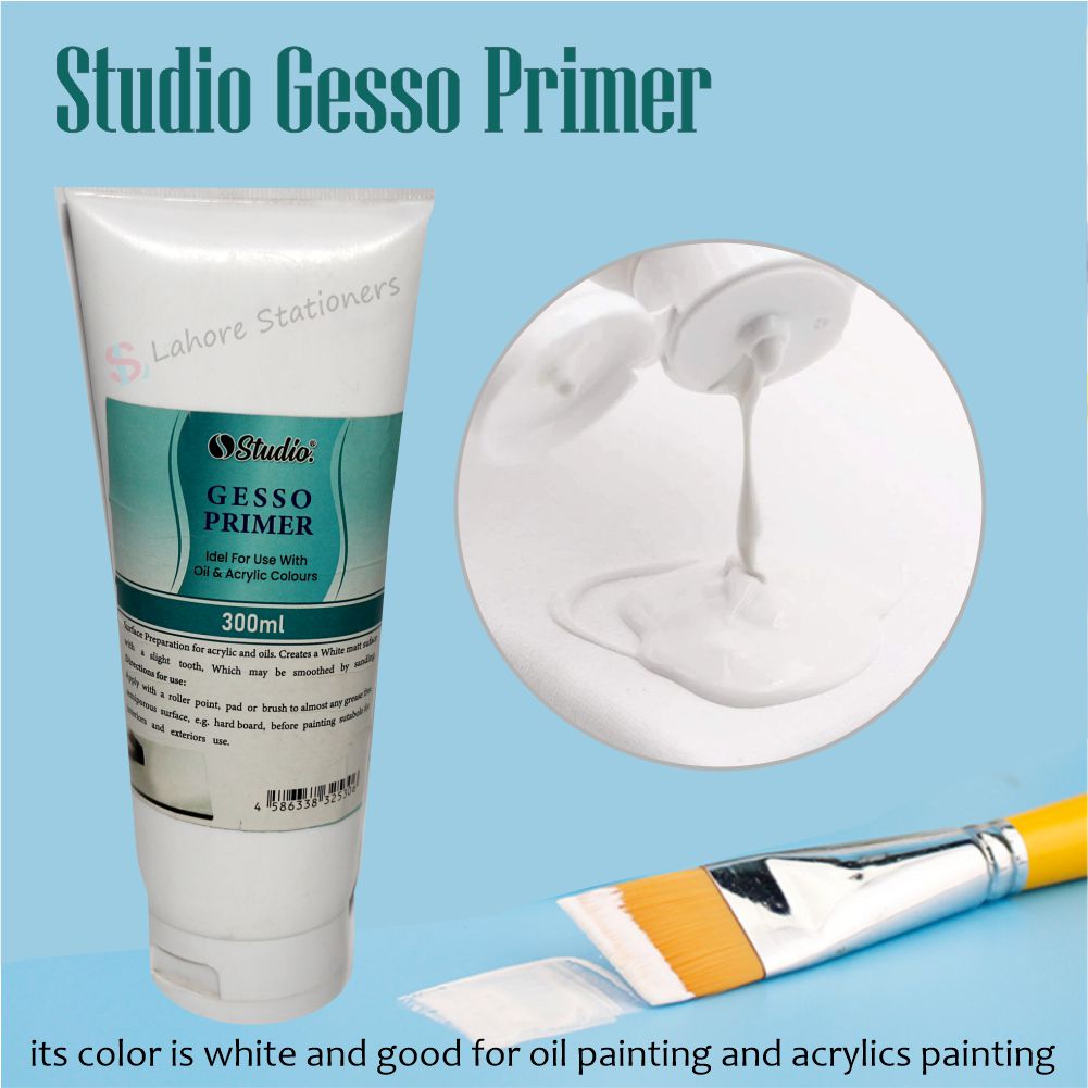 Studio Gesso Primer Tube 300ml For Use Canvases Oil Acrylics Painting