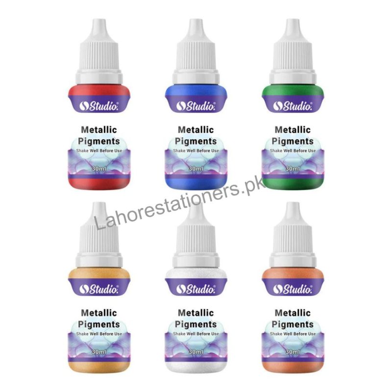 Studio Metallic Pigments Colors for Resin Molds 6 Colors in Bottle (In Box)