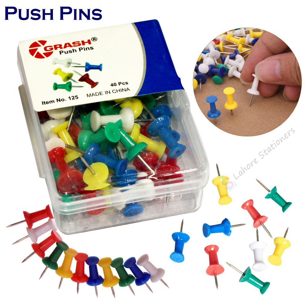 Thumb Push Pins Multicolor With Transparent Box Pack of 40 Pins