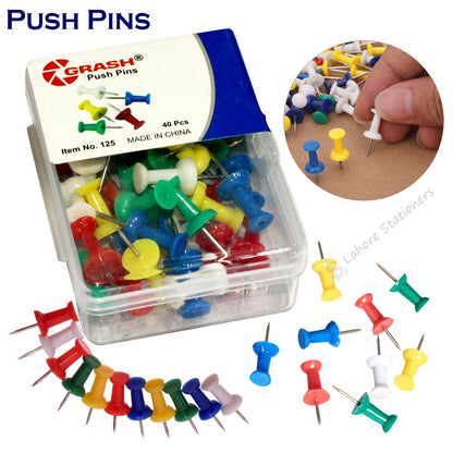 Thumb Push Pins Multicolor With Transparent Box Pack of 40 Pins