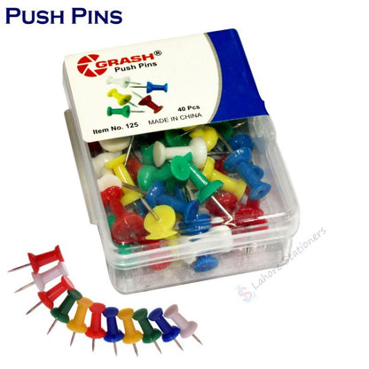 Thumb Push Pins Multicolor With Transparent Box Pack of 40 Pins