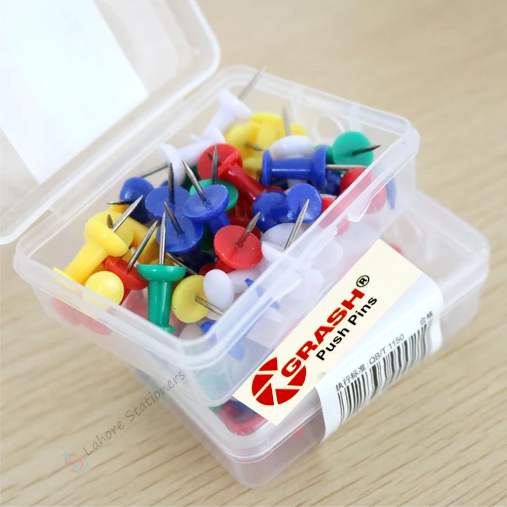 Thumb Push Pins Multicolor With Transparent Box Pack of 40 Pins