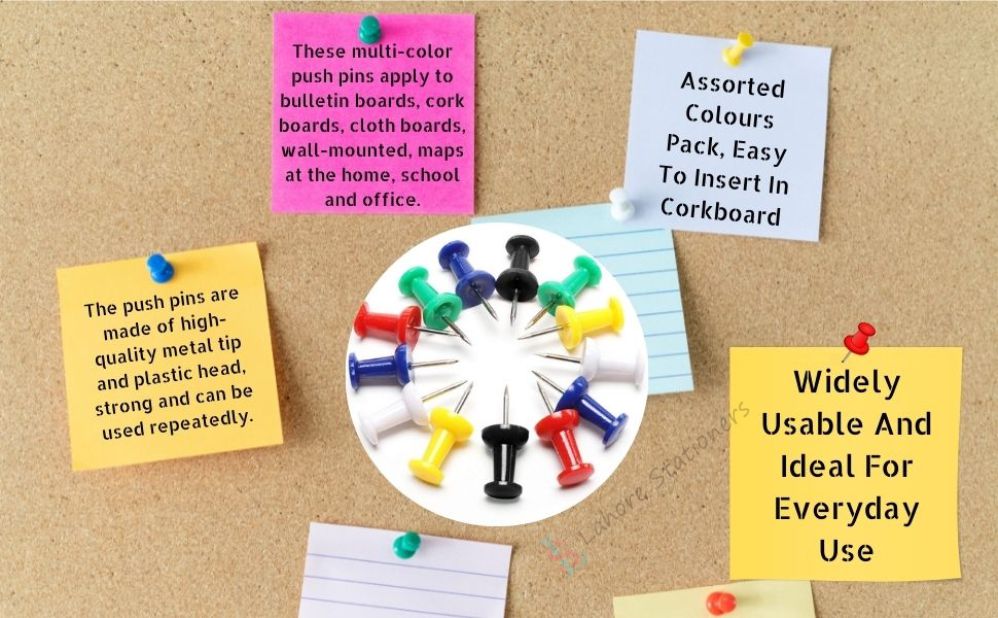 Thumb Push Pins Multicolor With Transparent Box Pack of 40 Pins