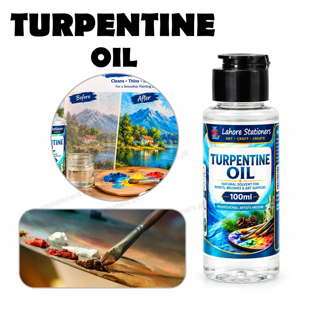 Turpentine Oil 100ml for your art and painting needs.