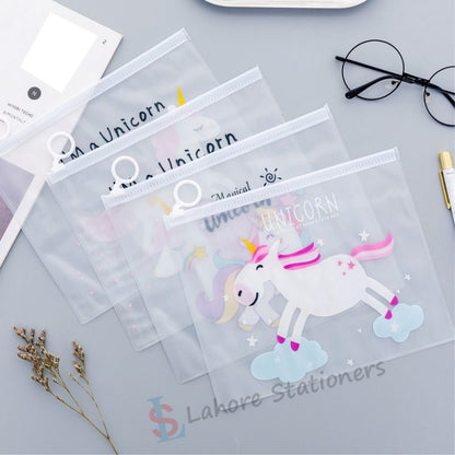 Unicorn Transparent Silicone Pouch Perfect for School or Office Set of 3 Pcs