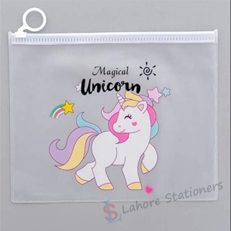 Unicorn Transparent Silicone Pouch Perfect for School or Office Set of 3 Pcs