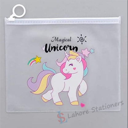 Unicorn Transparent Silicone Pouch Perfect for School or Office Set of 3 Pcs
