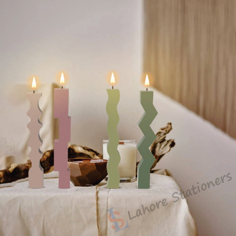 Wave & Zigzag Pillar Candle Silicone Mold for DIY Candle Making