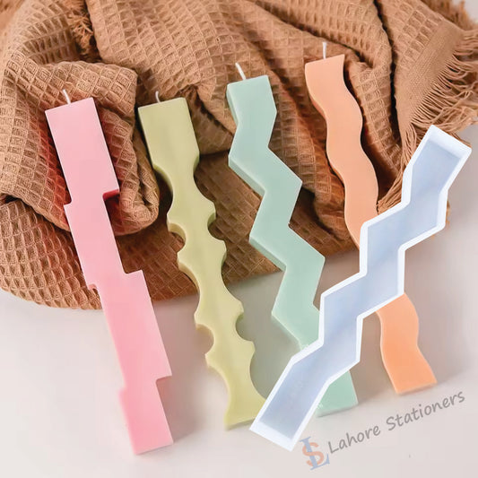 Wave & Zigzag Pillar Candle Silicone Mold for DIY Candle Making