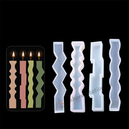Wave & Zigzag Pillar Candle Silicone Mold for DIY Candle Making