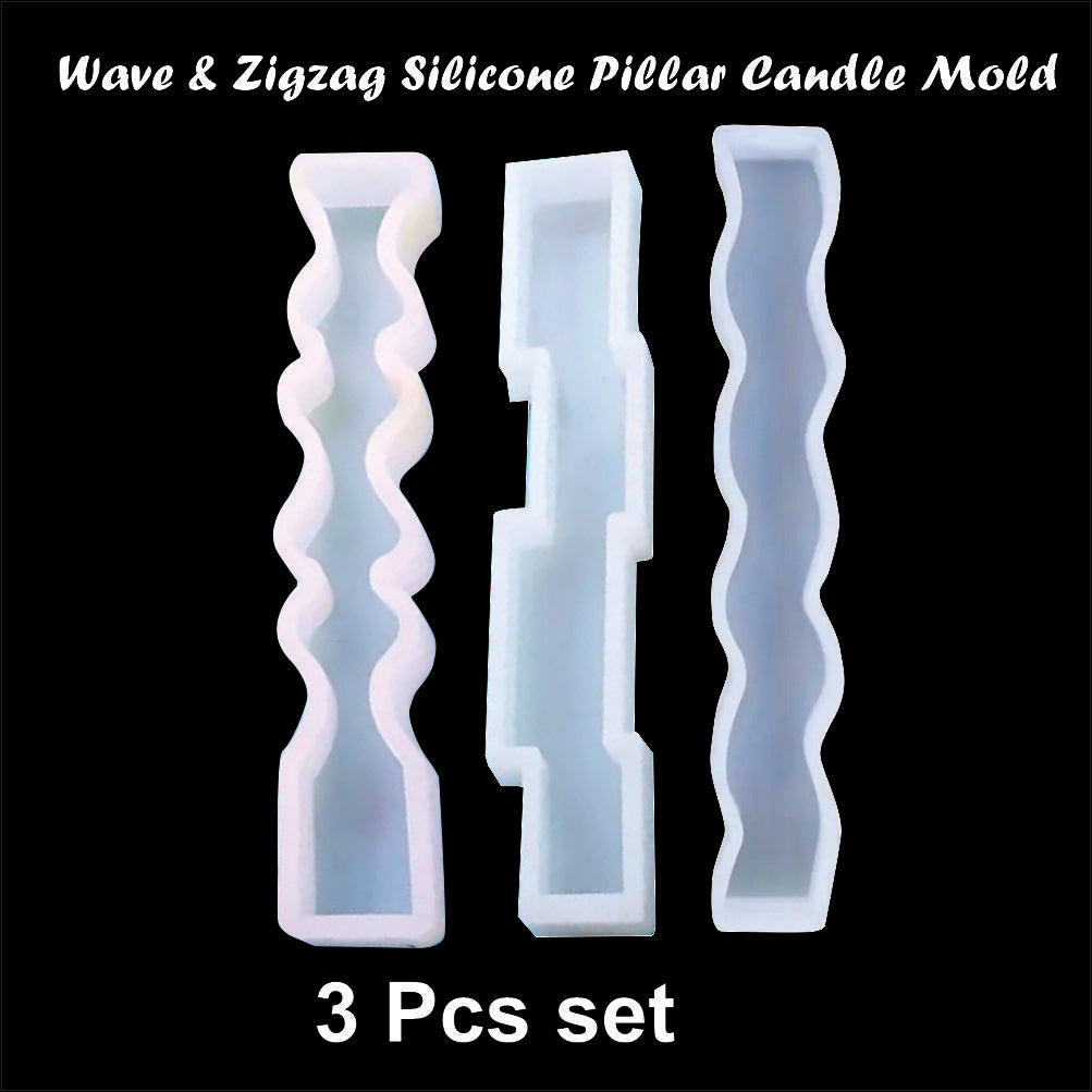 Wave & Zigzag Pillar Candle Silicone Mold for DIY Candle Making