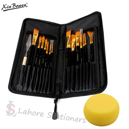 Xinbowen Brush 17 Pcs Professional Wooden Brushes Kit with Zipper Carry Case