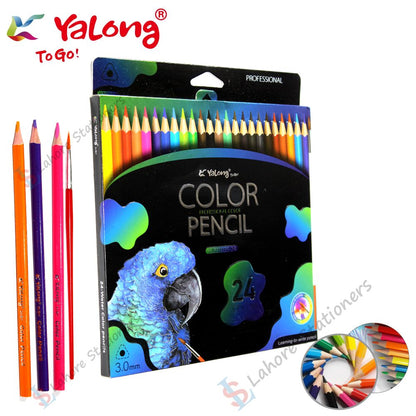 Yalong Color Pencil Set Pack of 24 Colors Pencils With 1Pc Brush Free