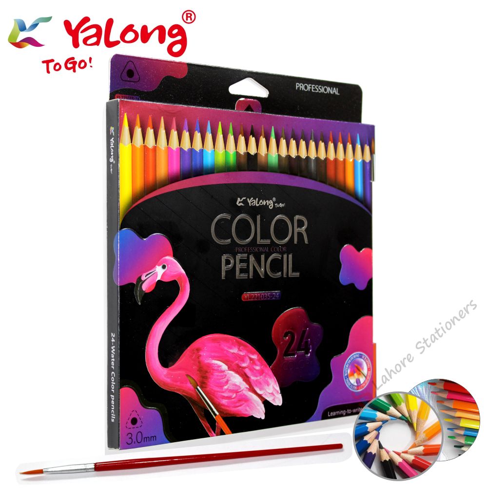 Yalong Color Pencil Set Pack of 24 Colors Pencils With 1Pc Brush Free