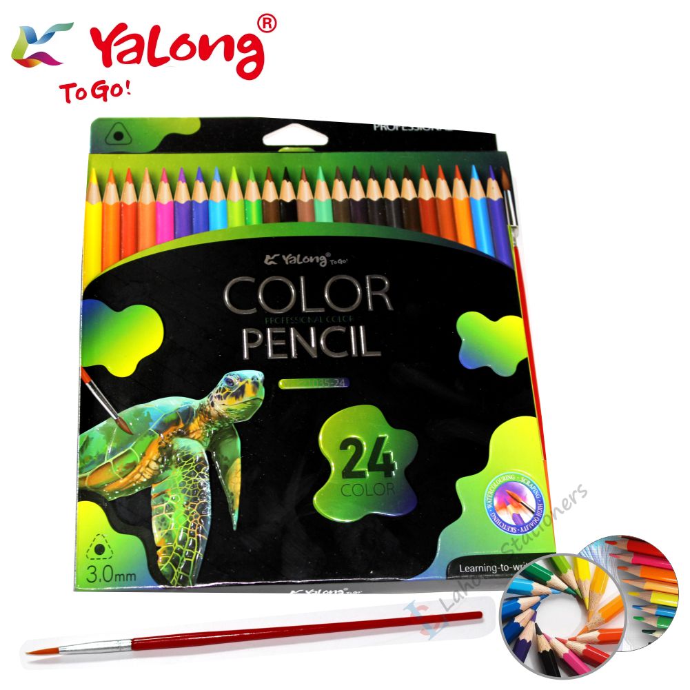 Yalong Color Pencil Set Pack of 24 Colors Pencils With 1Pc Brush Free