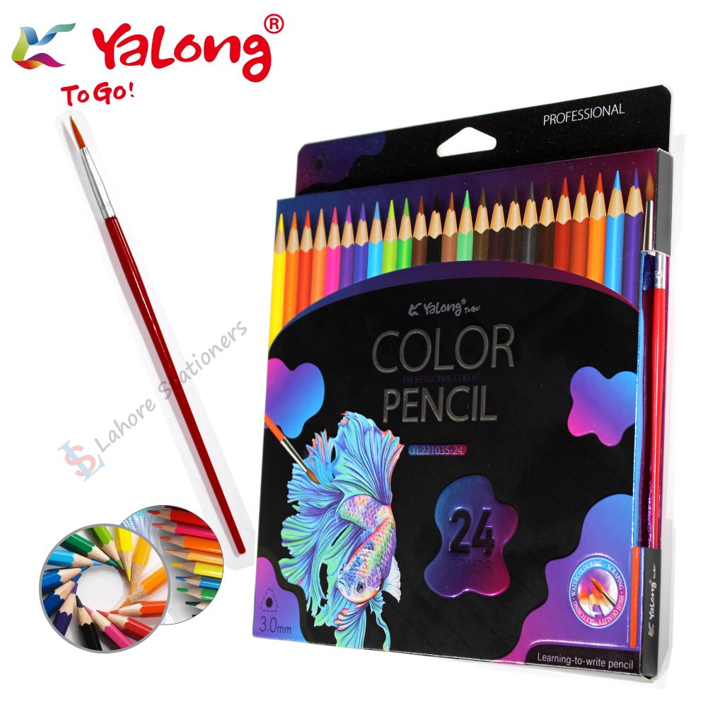 Yalong Color Pencil Set Pack of 24 Colors Pencils With 1Pc Brush Free