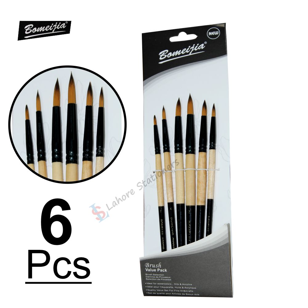 Art Paint Brush Round Tip Value Pack 6 Pcs Set