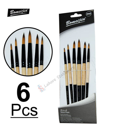 Art Paint Brush Round Tip Value Pack 6 Pcs Set