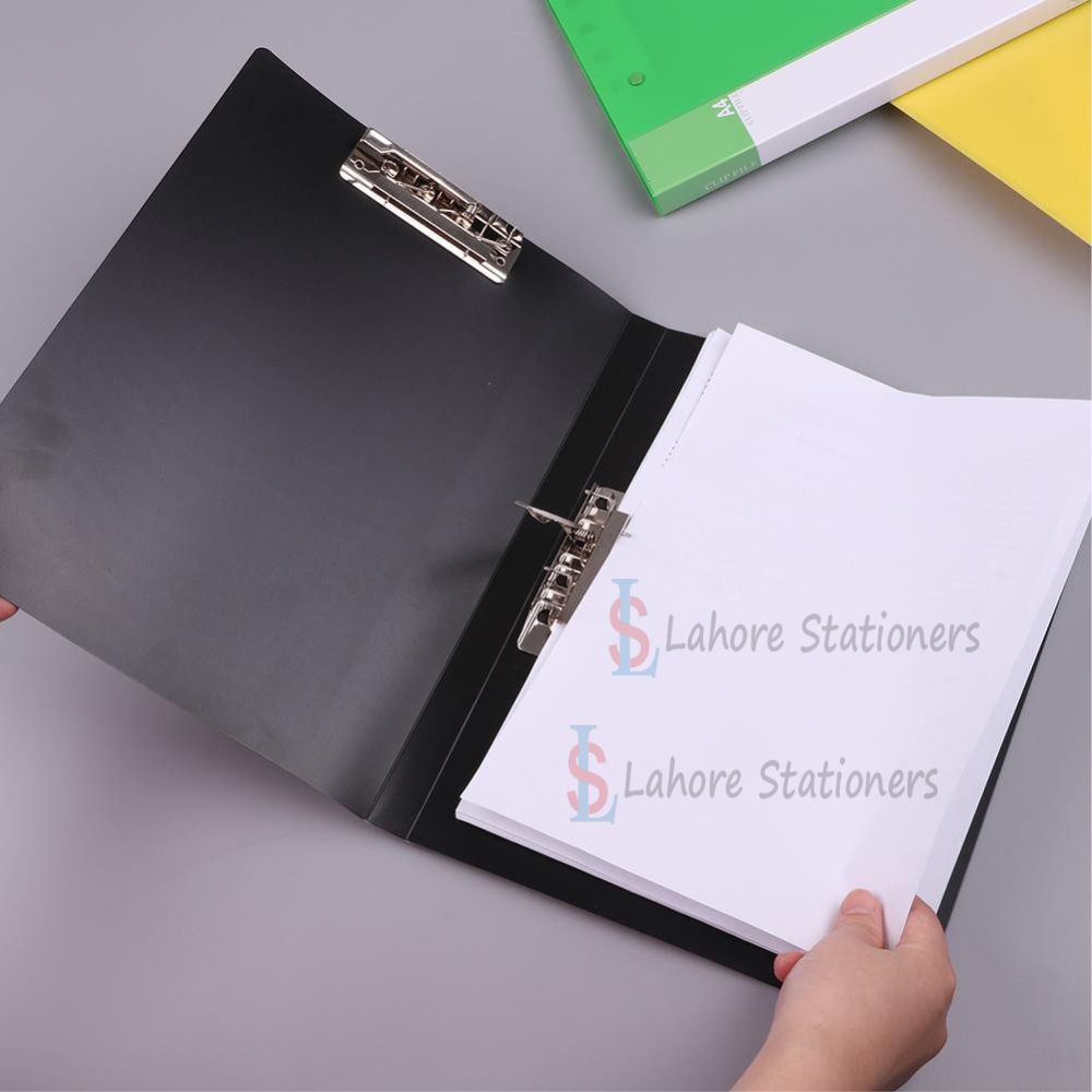Double Lever Clip Plastic File Holder for Documents Cover A4 Size Punchless