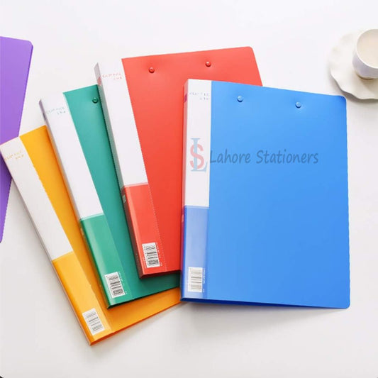 Double Lever Clip Plastic File Holder for Documents Cover A4 Size Punchless