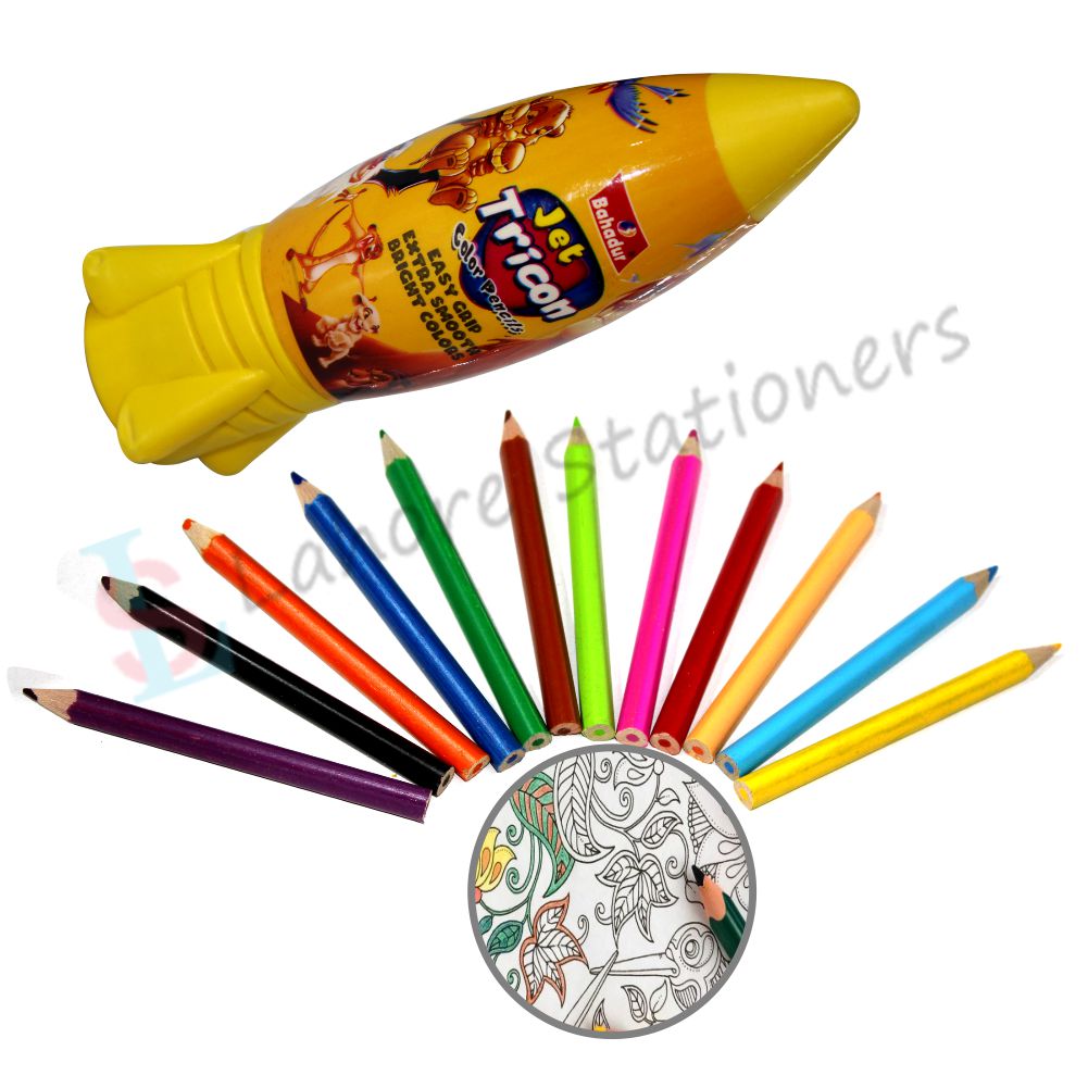 Bahadur Jet Tricon Color Pencils Jar New 24 Colors
