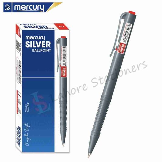 Mercury Silver Ballpoint Pen Box Of 10 Pcs