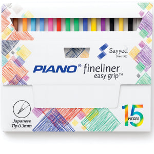Piano Pointer Fine Liner Mixed Colors Pack of 15 Ultra Smooth Writing Pens