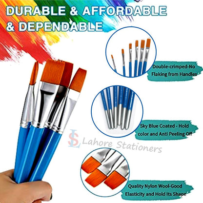 Omega Artist Falt Tip Brushes Set 6 Pcs Long Handle