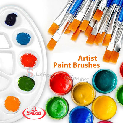 Omega Artist Falt Tip Brushes Set 6 Pcs Long Handle