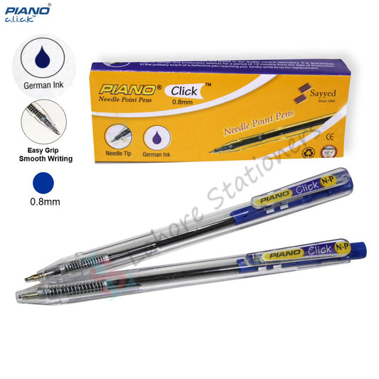 Piano Needle Point Pens Click 0.8mm Blue 10 pcs Box