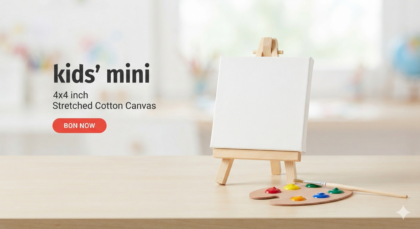 Kids Mini Canvas with Wooden Stand Set – Small Painting Board & Easel for DIY Art & Crafts