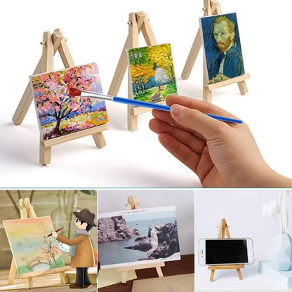 Kids Mini Canvas with Wooden Stand Set – Small Painting Board & Easel for DIY Art & Crafts