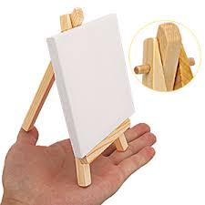 Kids Mini Canvas with Wooden Stand Set – Small Painting Board & Easel for DIY Art & Crafts