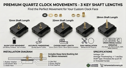 Premium Silent Quartz Clock Movement Mechanism Kit (for Resin Art & MDF Crafts)