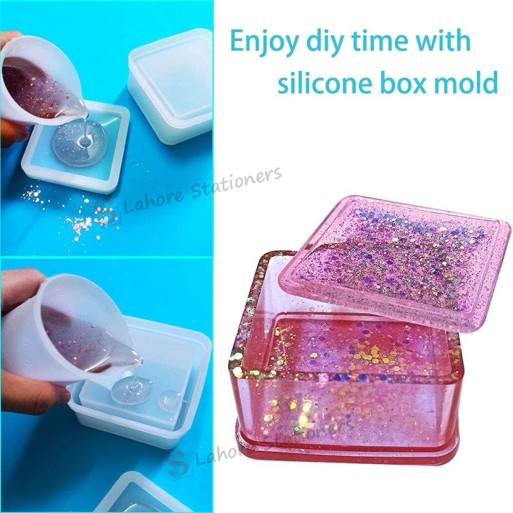 Square Shape Jewelry Storage Box Silicone Mold for Epoxy Resin, Candle Making, Concrete & Plaster DIY