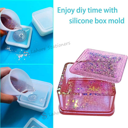 Square Shape Jewelry Storage Box Silicone Mold for Epoxy Resin, Candle Making, Concrete & Plaster DIY