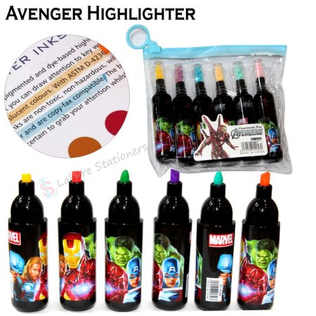 Avengers Highlighter Pens Bottle Shape Different 6 Coloured In Pack