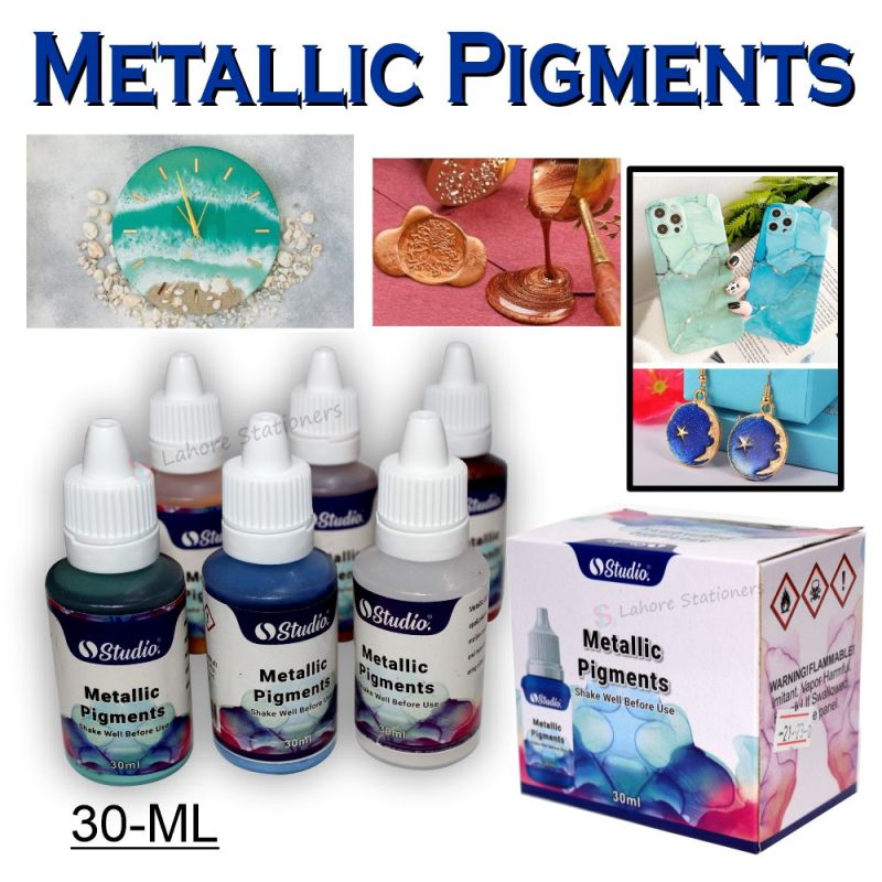 Studio Metallic Pigments Colors for Resin Molds 6 Colors in Bottle (In Box)